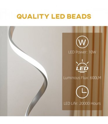 Spiral Floor Lamp for Living Room with 3 Adjustable Brightness, Silver HOMCOM