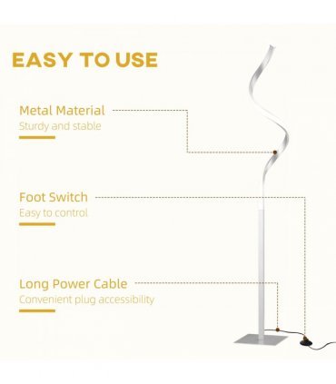 Spiral Floor Lamp for Living Room with 3 Adjustable Brightness, Silver HOMCOM