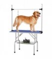 Metal Adjustable Dog Grooming Table Rubber Top 2 Safety Slings Mesh Blue