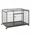 81x125cm Metal Dog Cage Kennel Locking Door & Wheels Extra Large Pets Pawhut