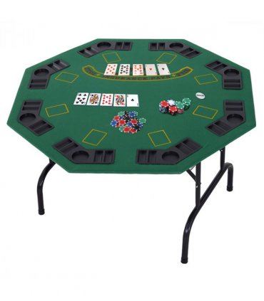 8 Player Folding Games Poker Table Chip Cup Holder Steel Base Felt  HOMCOM