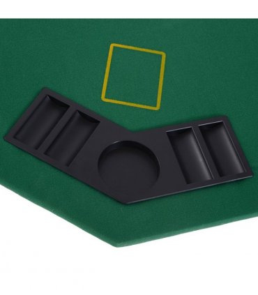 8 Player Folding Games Poker Table Chip Cup Holder Steel Base Felt  HOMCOM