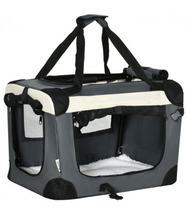 51cm Foldable Pet Carrier w/ Cushion for Mini Dogs and Cats - Grey Pawhut
