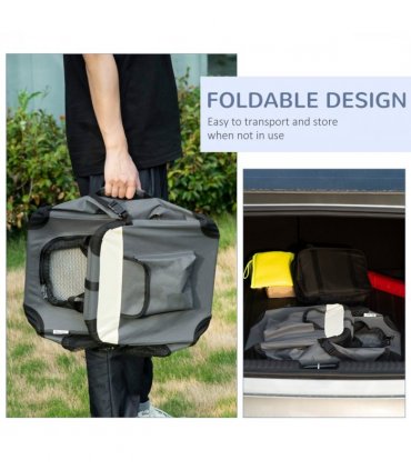 51cm Foldable Pet Carrier w/ Cushion for Mini Dogs and Cats - Grey Pawhut