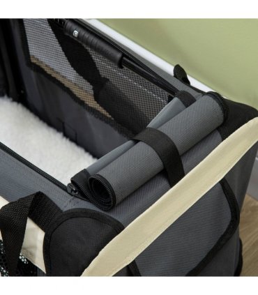 51cm Foldable Pet Carrier w/ Cushion for Mini Dogs and Cats - Grey Pawhut