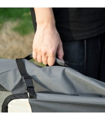 60cm Foldable Pet Carrier w/ Cushion, for Mini Dogs and Cats - Grey Pawhut
