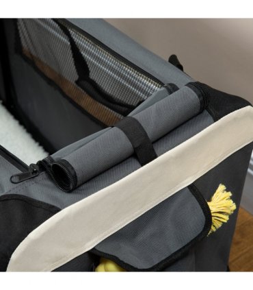 60cm Foldable Pet Carrier w/ Cushion, for Mini Dogs and Cats - Grey Pawhut