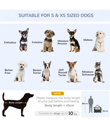 70cm Foldable Pet Carrier w/ Cushion for Mini Dogs and Cats - Grey Pawhut
