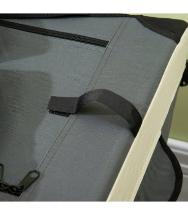 70cm Foldable Pet Carrier w/ Cushion for Mini Dogs and Cats - Grey Pawhut