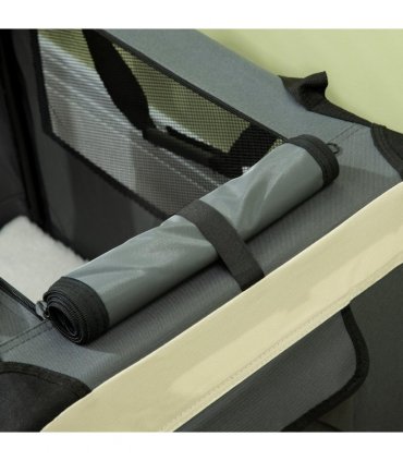 70cm Foldable Pet Carrier w/ Cushion for Mini Dogs and Cats - Grey Pawhut