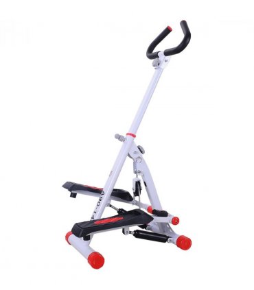Foldable Stepper Adjustable Step Machine w/ Handlebar LCD Display, Red HOMCOM
