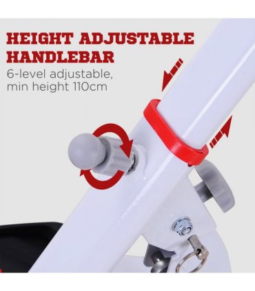 Foldable Stepper Adjustable Step Machine w/ Handlebar LCD Display, Red HOMCOM