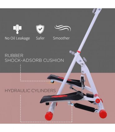 Foldable Stepper Adjustable Step Machine w/ Handlebar LCD Display, Red HOMCOM