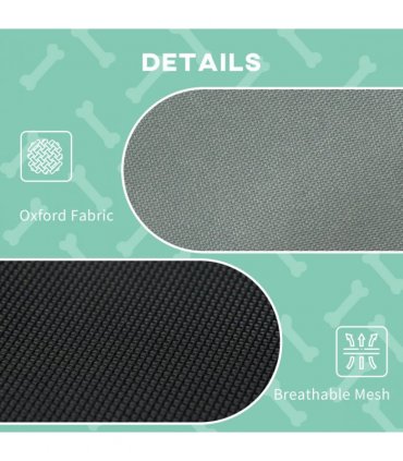 92 cm Elevated Dog Bed Cooling Raised Pet Cot UV Protection Canopy Grey Pawhut