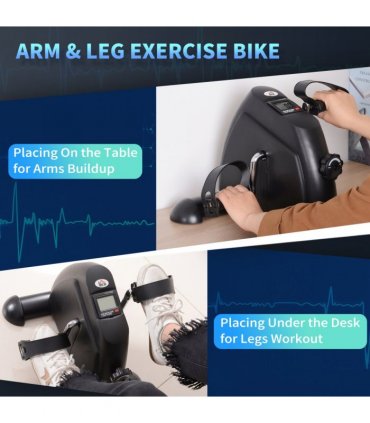 Mini Exercise Bike Portable Pedal Manual Machine Indoor Fitness Black HOMCOM