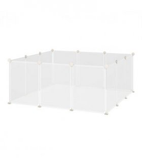 Pet Playpen DIY Small Animal Cage 12 Panels for Bunny Chinchilla White Metal PP