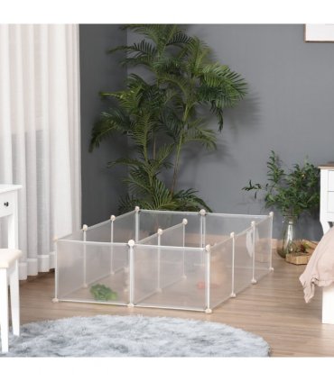 Pet Playpen DIY Small Animal Cage 12 Panels for Bunny Chinchilla White Metal PP
