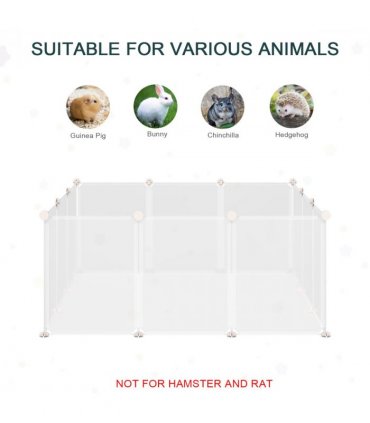 Pet Playpen DIY Small Animal Cage 12 Panels for Bunny Chinchilla White Metal PP
