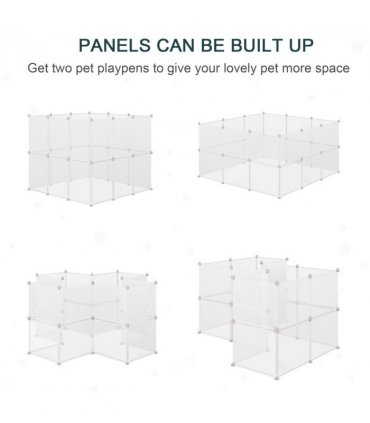 Pet Playpen DIY Small Animal Cage 12 Panels for Bunny Chinchilla White Metal PP