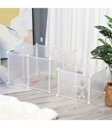 Pet Playpen DIY Small Animal Cage 12 Panels for Bunny Chinchilla White Metal PP