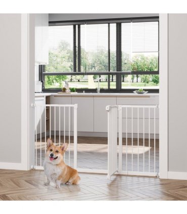 Adjustable Safety Gate 3 Extensions and Four Adjustable Screws, White Pawhut