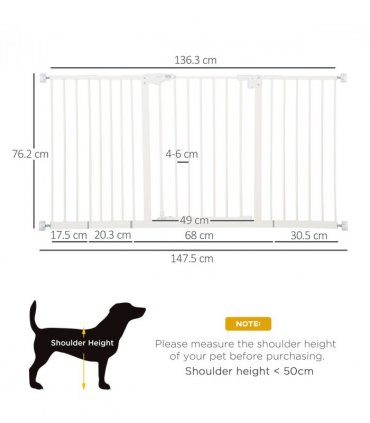 Adjustable Safety Gate 3 Extensions and Four Adjustable Screws, White Pawhut