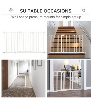 Adjustable Safety Gate 3 Extensions and Four Adjustable Screws, White Pawhut