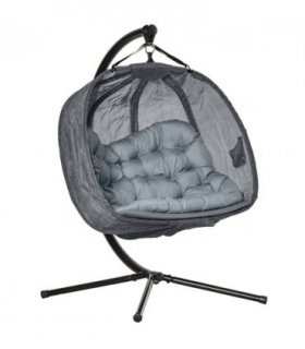 Double Hanging Egg Chair 2 Seaters Swing Hammock w/ Cushion, Grey