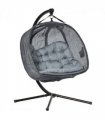 Double Hanging Egg Chair 2 Seaters Swing Hammock w/ Cushion, Grey