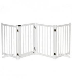 Freestanding Pet Gate w/ 2 Support Feet for Doorways Stairs White Pawhut