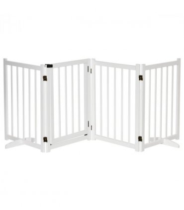 Freestanding Pet Gate w/ 2 Support Feet for Doorways Stairs White Pawhut