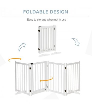Freestanding Pet Gate w/ 2 Support Feet for Doorways Stairs White Pawhut