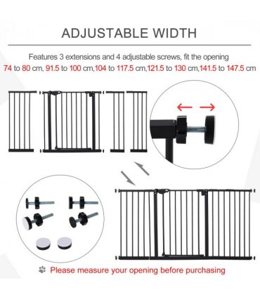 Adjustable Safety Gate 3 Extensions and Four Adjustable Screws,  Pawhut