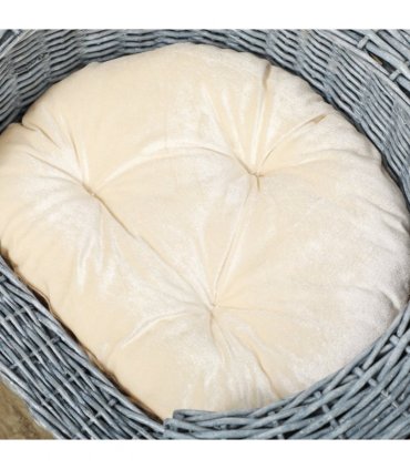Elevated Pet Bed Grey Willow Rattan 57L x 46W x 17.5H cm Cozy Comfort Soft Sleep