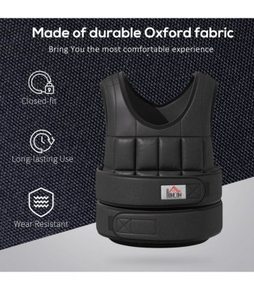 15KGS Adjustable Weight Vest Running Gym Training Weight Loss, Black HOMCOM