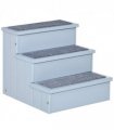 3 Step Wooden Dog Steps Pet Stairs Cat Ladder for Bed with Storage Grey Pawhut