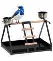 Portable Bird Stand Resting Stainless Steel Base Perch Ladder Bowls