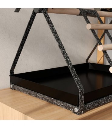 Portable Bird Stand Resting Stainless Steel Base Perch Ladder Bowls