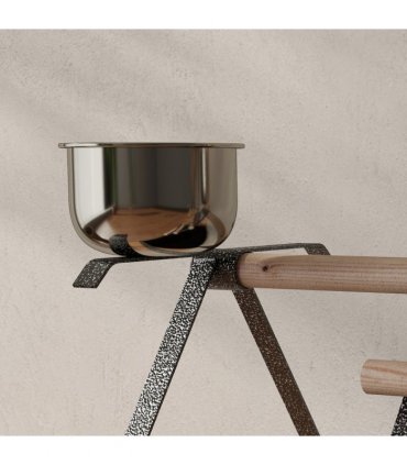 Portable Bird Stand Resting Stainless Steel Base Perch Ladder Bowls