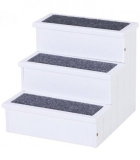 3 Step Wooden Dog Steps Pet Stairs Cat Ladder for Bed with Storage Pawhut