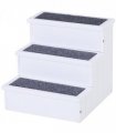 3 Step Wooden Dog Steps Pet Stairs Cat Ladder for Bed with Storage Pawhut