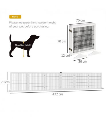 Freestanding Pet Dog Gate 6 Panel Foldable Wooden Playpen 432cm Long Pawhut