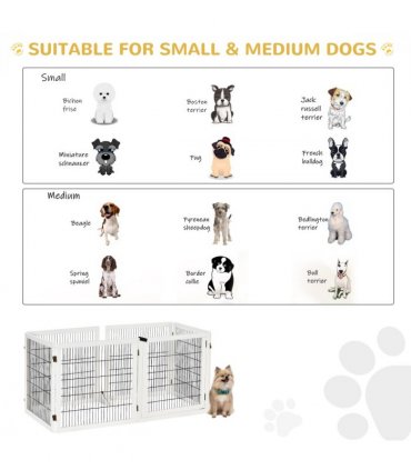 Freestanding Pet Dog Gate 6 Panel Foldable Wooden Playpen 432cm Long Pawhut