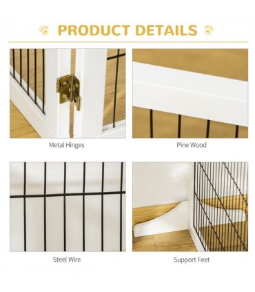 Freestanding Pet Dog Gate 6 Panel Foldable Wooden Playpen 432cm Long Pawhut
