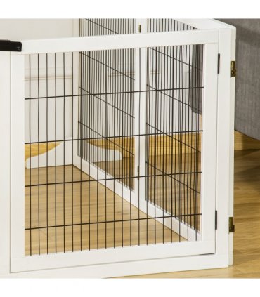 Freestanding Pet Dog Gate 6 Panel Foldable Wooden Playpen 432cm Long Pawhut