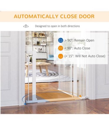 Pressure Fit Safety Gate for Doors, Dog Gate Auto Close, 75-103 cm White PawHut