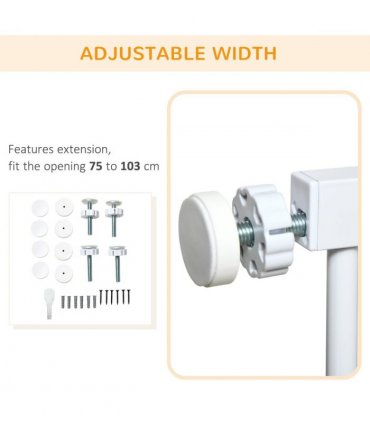Pressure Fit Safety Gate for Doors, Dog Gate Auto Close, 75-103 cm White PawHut