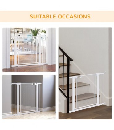 Pressure Fit Safety Gate for Doors, Dog Gate Auto Close, 75-103 cm White PawHut