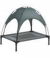 76 cm Elevated Dog Bed Cooling Raised Pet Cot UV Protection Canopy Grey Pawhut