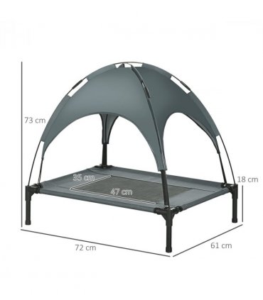 76 cm Elevated Dog Bed Cooling Raised Pet Cot UV Protection Canopy Grey Pawhut